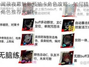 女神异闻录夜幕魅影预抽卡角色攻略：如何精选心仪角色？角色推荐大解析