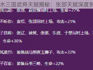 口水三国武将天赋揭秘：张郃天赋深度剖析