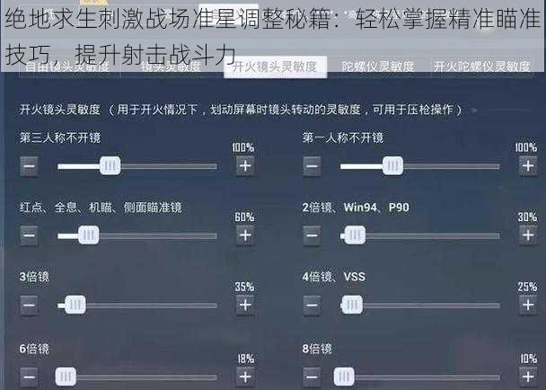 绝地求生刺激战场准星调整秘籍：轻松掌握精准瞄准技巧，提升射击战斗力