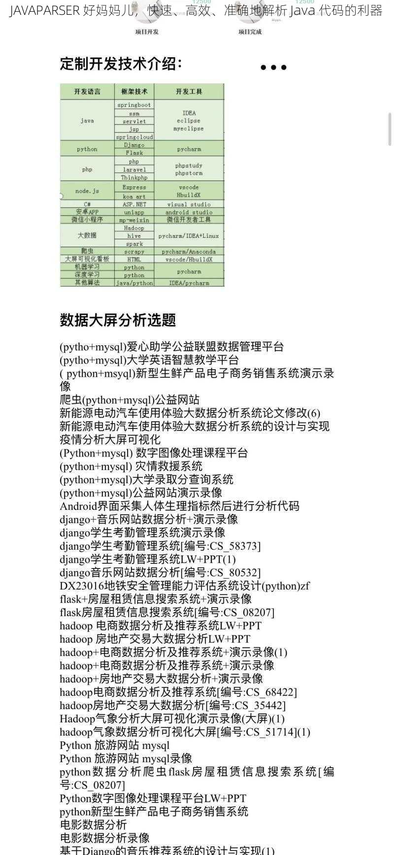 JAVAPARSER 好妈妈儿，快速、高效、准确地解析 Java 代码的利器