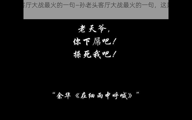 孙老头客厅大战最火的一句—孙老头客厅大战最火的一句，这是什么梗？