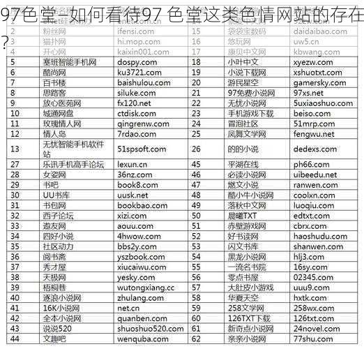 97色堂—如何看待97 色堂这类色情网站的存在？