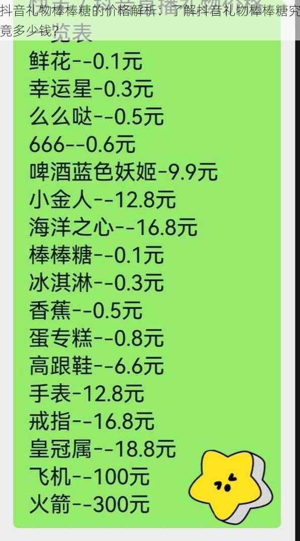 抖音礼物棒棒糖的价格解析：了解抖音礼物棒棒糖究竟多少钱？