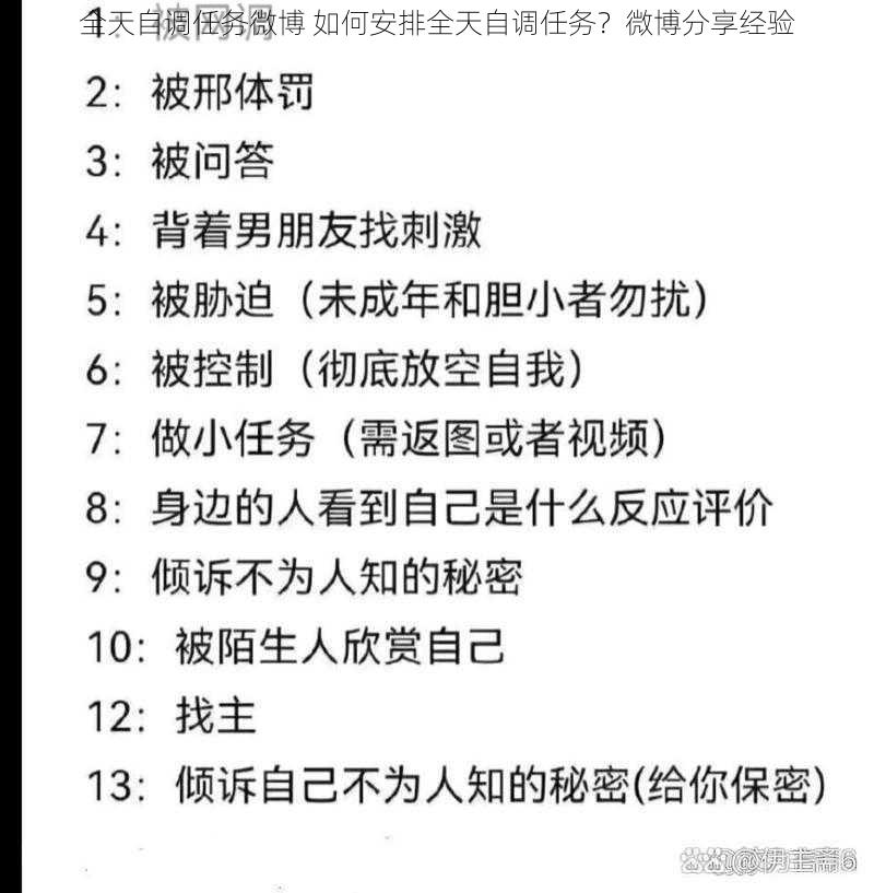 全天自调任务微博 如何安排全天自调任务？微博分享经验