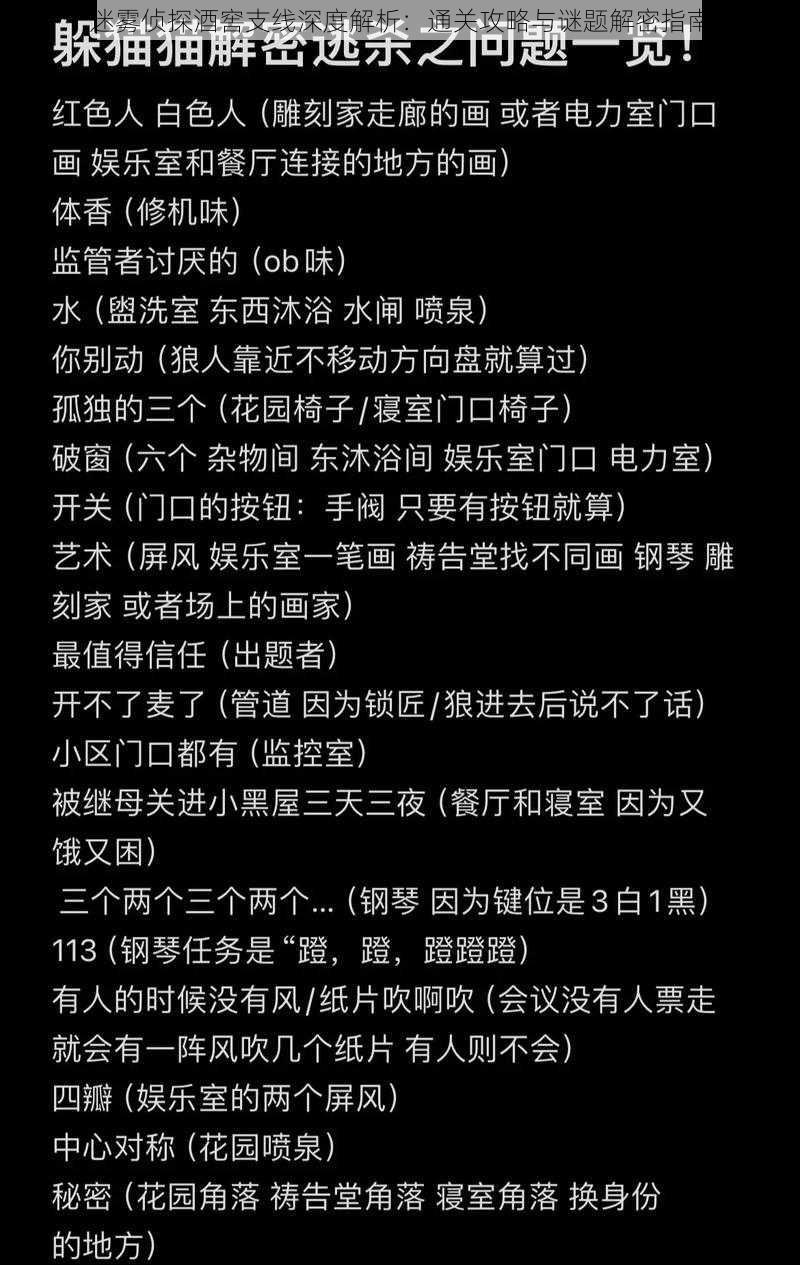 迷雾侦探酒窖支线深度解析：通关攻略与谜题解密指南