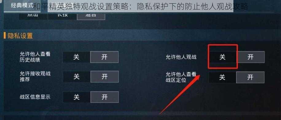 和平精英独特观战设置策略：隐私保护下的防止他人观战攻略
