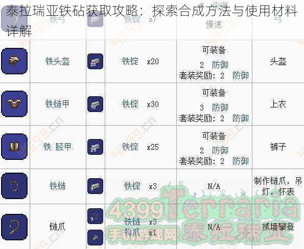 泰拉瑞亚铁砧获取攻略：探索合成方法与使用材料详解